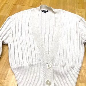 DYNAMITE Ribbed White Cardigan